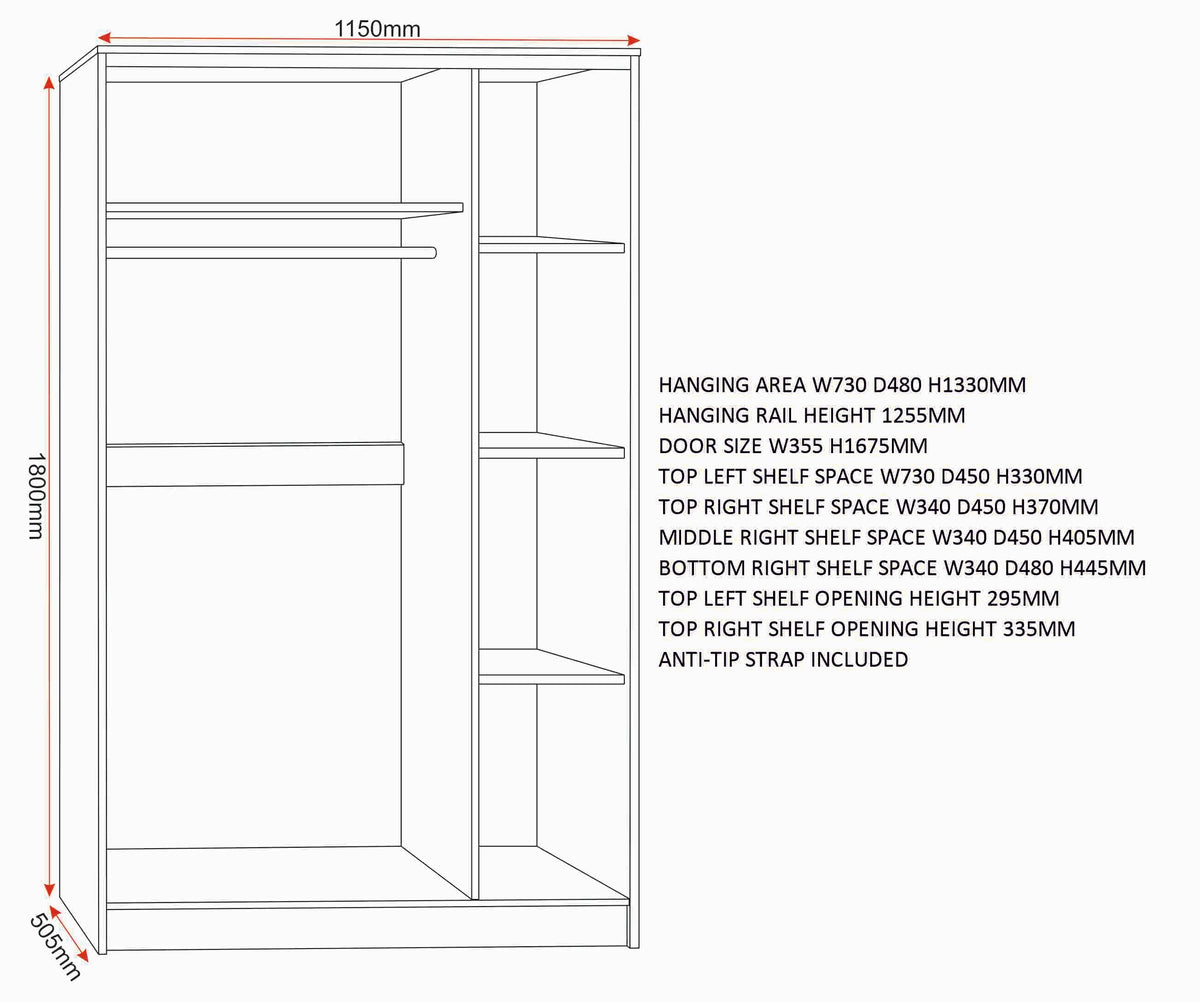 Malvern 3 Door Wardrobe Bedroom Set - White - view 4
