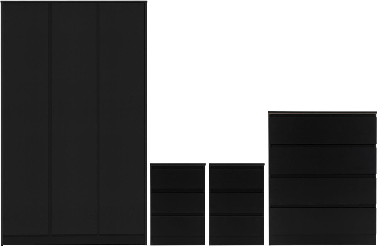 Malvern 3 Door Wardrobe Bedroom Set - Black - view 23