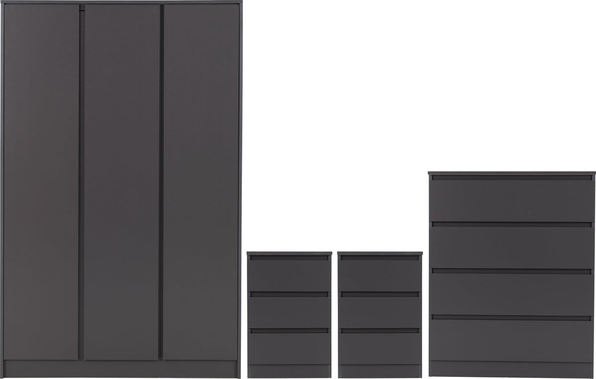 Malvern 3 Door Wardrobe Bedroom Set - Grey - view 23