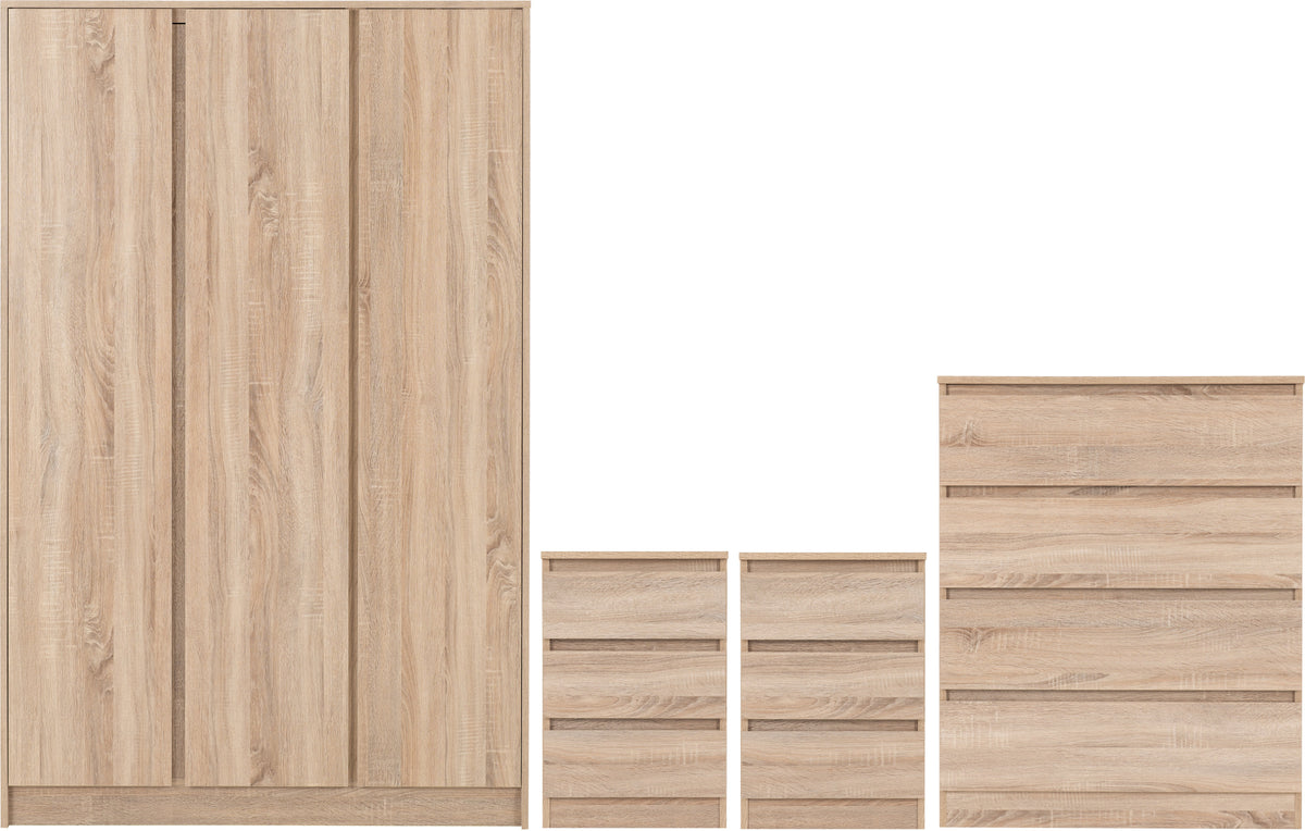 Malvern 3 Door Wardrobe Bedroom Set - Sonoma Oak Effect - view 23