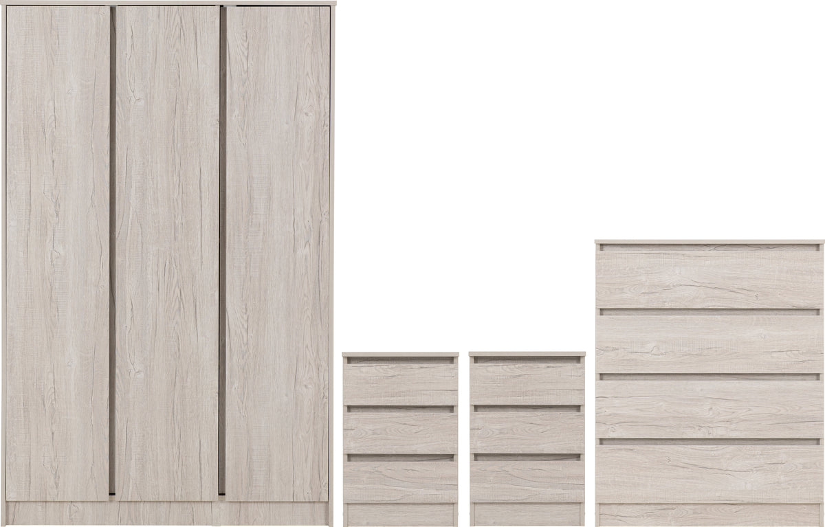 Malvern 3 Door Wardrobe Bedroom Set - Urban Snow - view 23