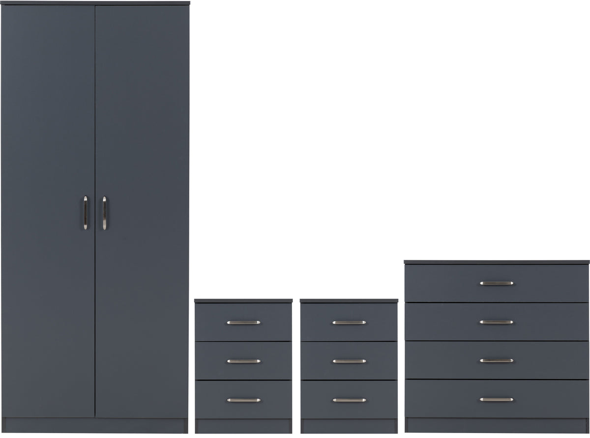 Dakota 2 Door Wardrobe Bedroom Set - Dark Grey - view 26