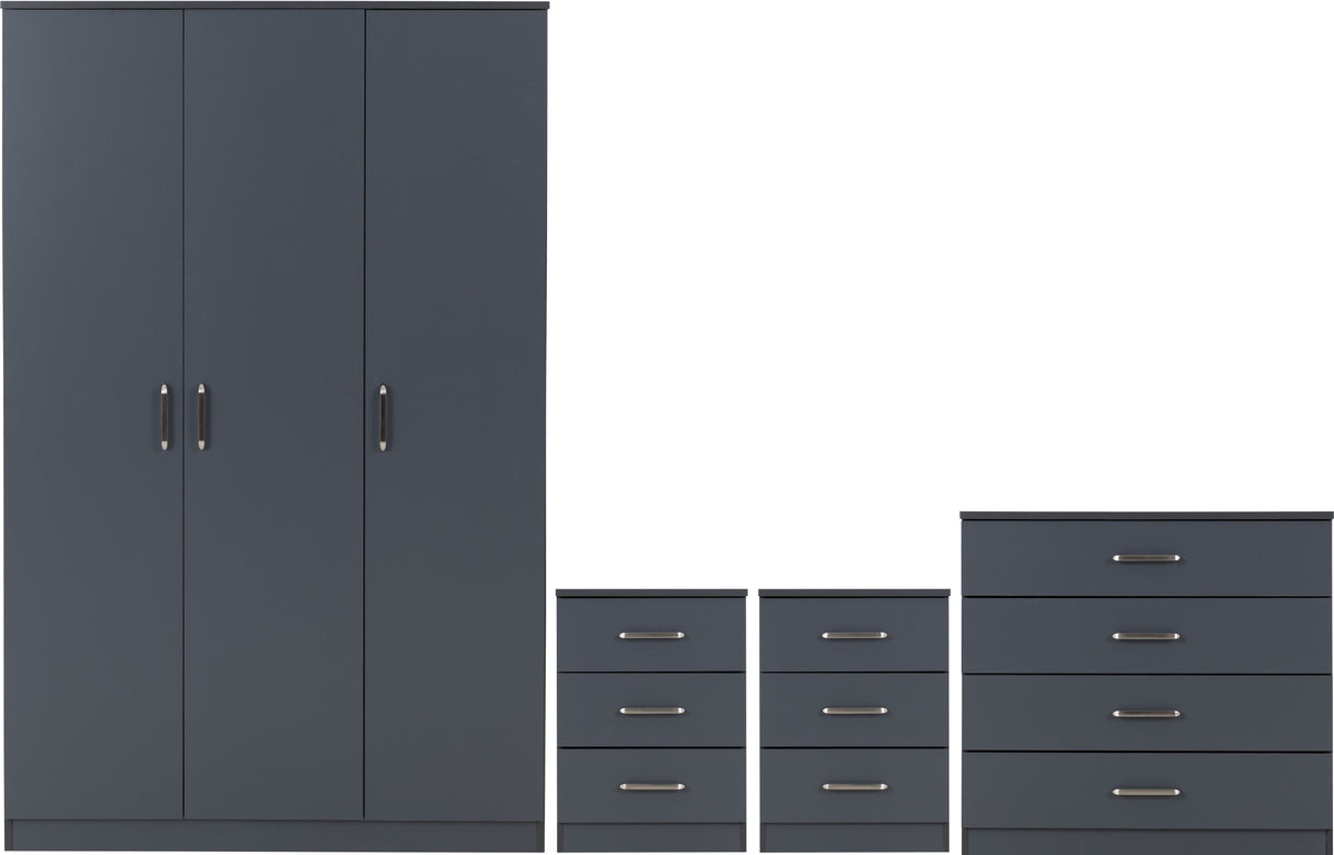 Dakota 3 Door Wardrobe Bedroom Set - Dark Grey - view 26