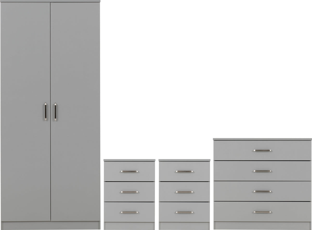 Dakota 2 Door Wardrobe Bedroom Set - Light Grey - view 26