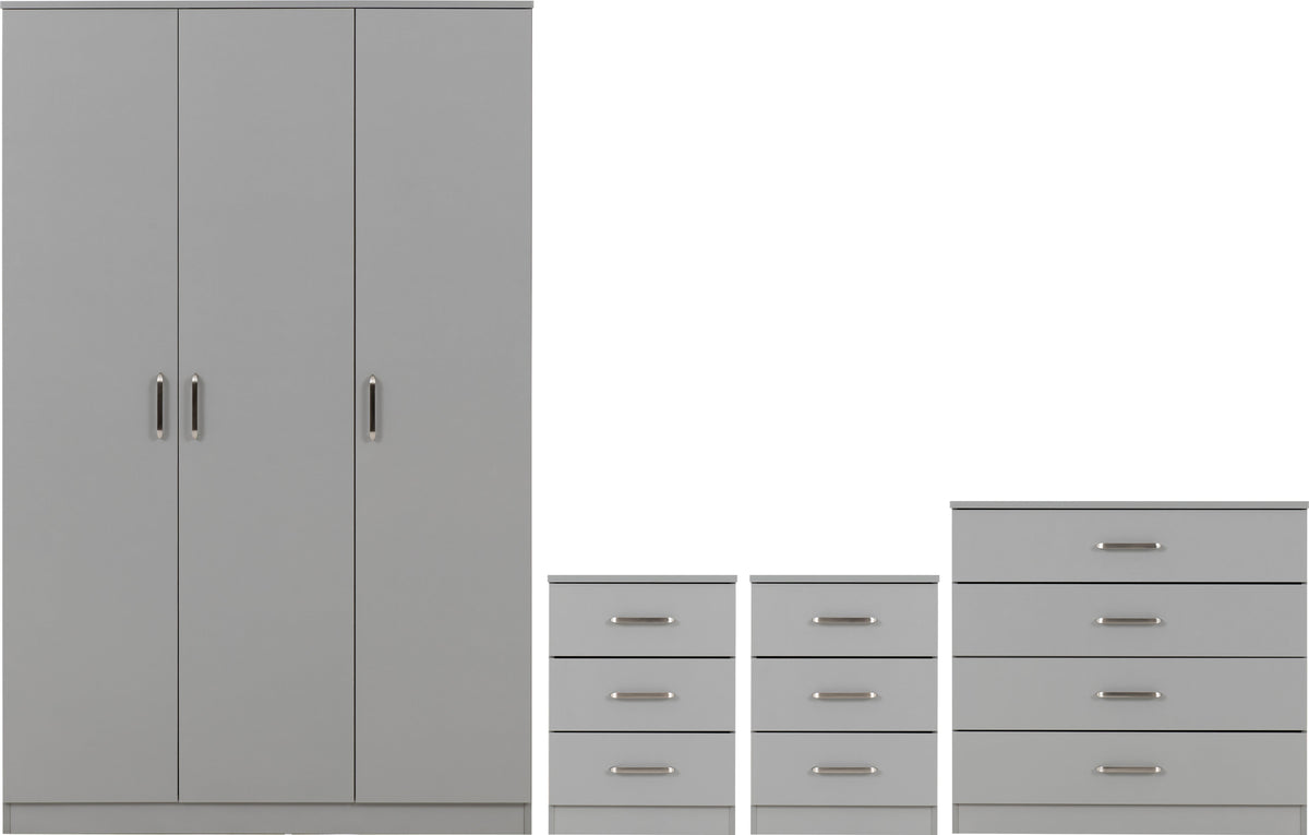 Dakota 3 Door Wardrobe Bedroom Set - Light Grey - view 26