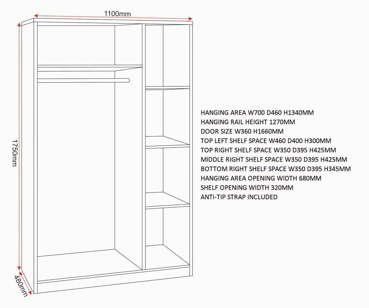 Dakota 3 Door Wardrobe Bedroom Set - Light Grey - view 4