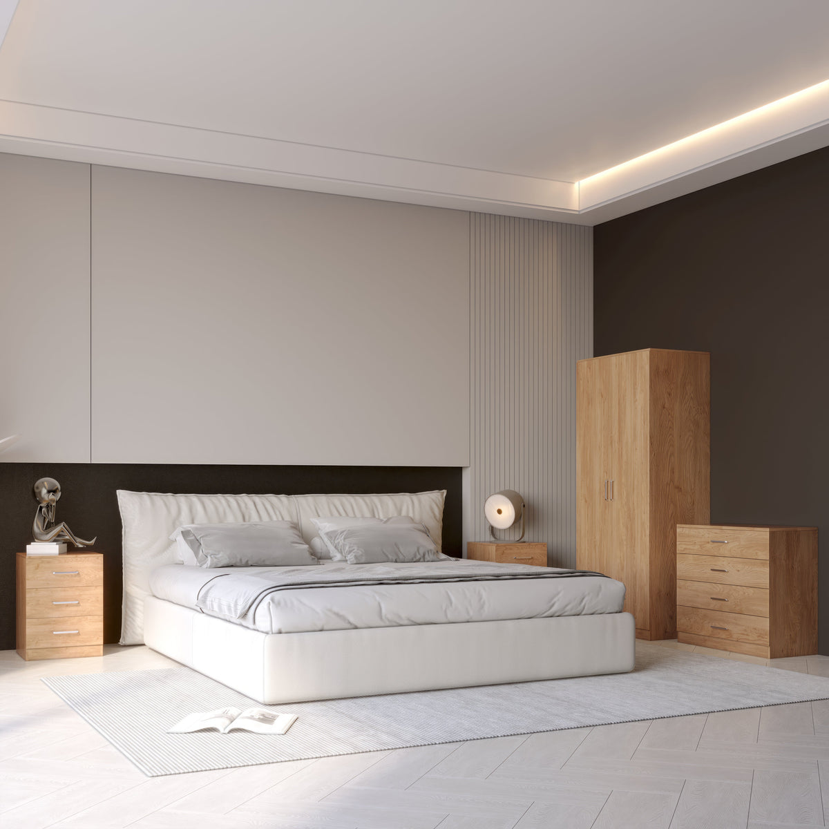 Dakota 2 Door Wardrobe Bedroom Set - Oak Effect - view 8