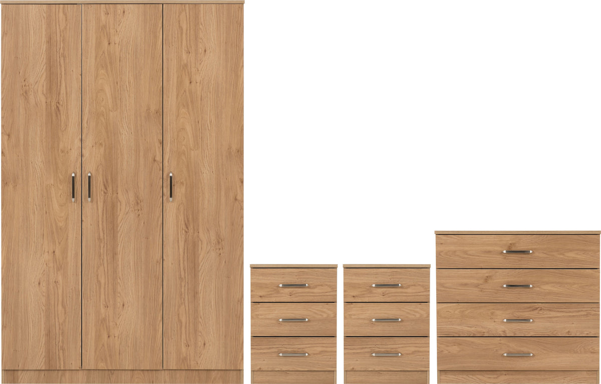 Dakota 3 Door Wardrobe Bedroom Set - Oak Effect - view 21