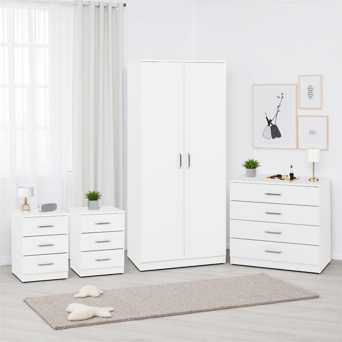 Dakota 2 Door Wardrobe Bedroom Set - White