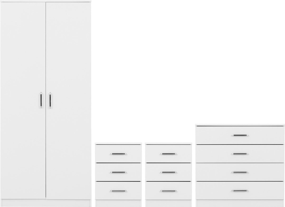 Dakota 2 Door Wardrobe Bedroom Set - White - view 2