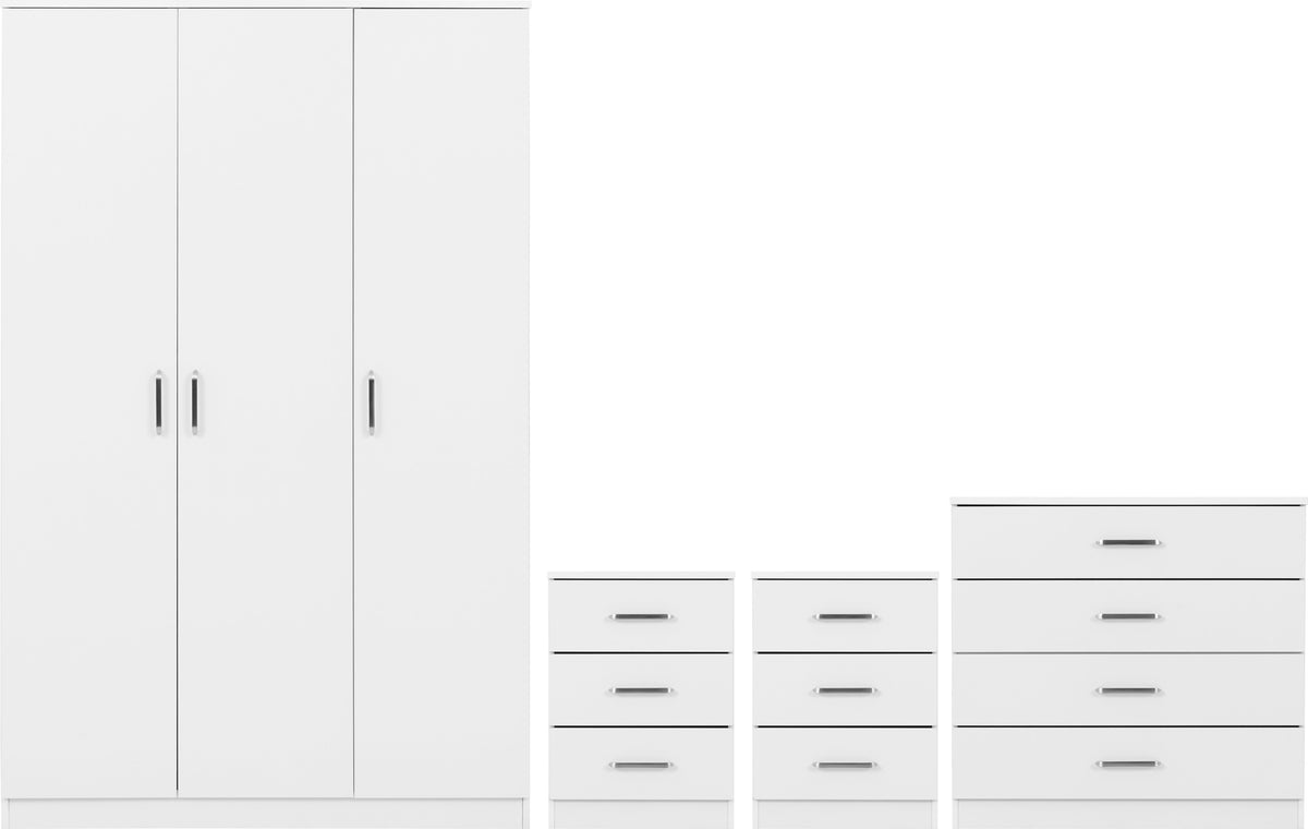 Dakota 3 Door Wardrobe Bedroom Set - White - view 26