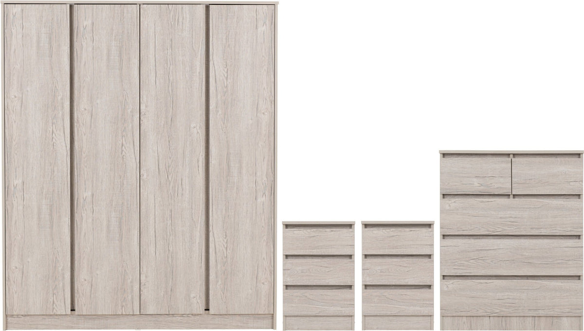 Malvern 4 Door Wardrobe Bedroom Set - Urban Snow - view 2