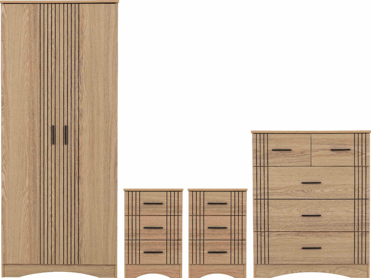 Tessa 2 Door Wardrobe Bedroom Set - Natural Oak Effect - view 2