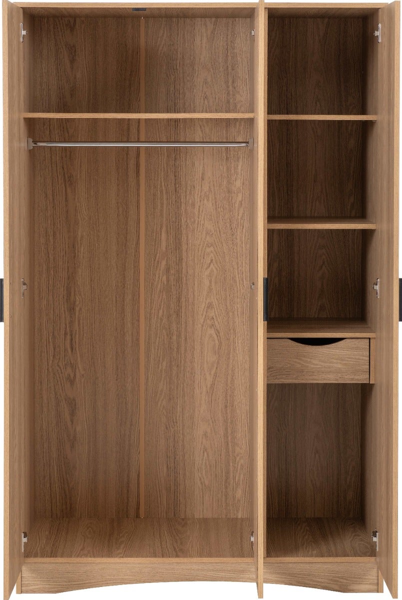 Tessa 3 Door Mirrored Wardrobe Bedroom Set - Natural Oak Effect - view 5