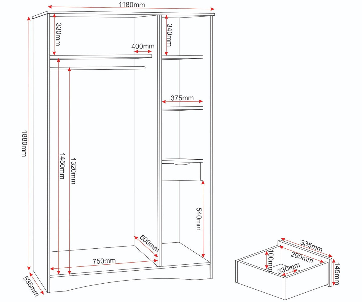 Tessa 3 Door Mirrored Wardrobe Bedroom Set - Natural Oak Effect - view 22