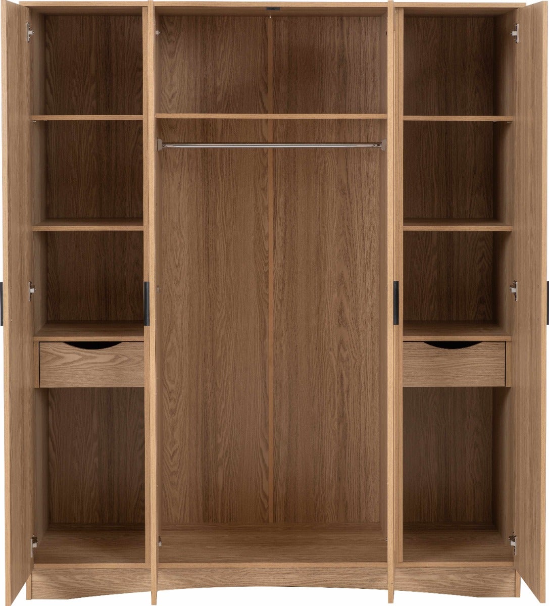 Tessa 4 Door Mirrored Wardrobe Bedroom Set - Natural Oak Effect - view 5
