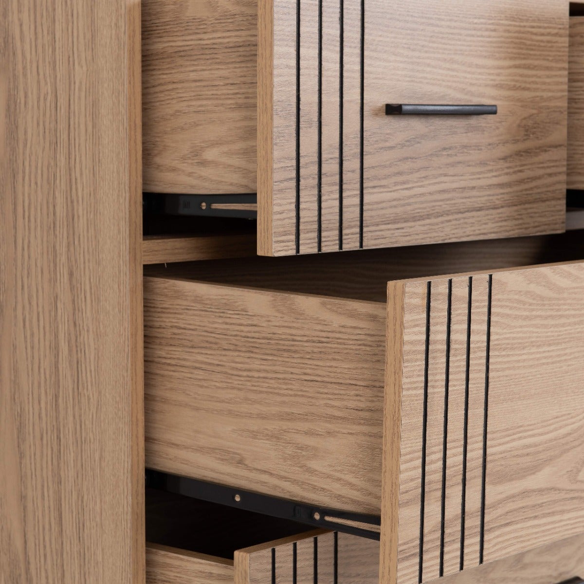 Tessa 4 Door Mirrored Wardrobe Bedroom Set - Natural Oak Effect - view 15