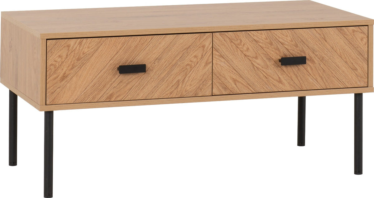 Leon 2 Drawer Coffee Table - Medium Oak Effect - view 2
