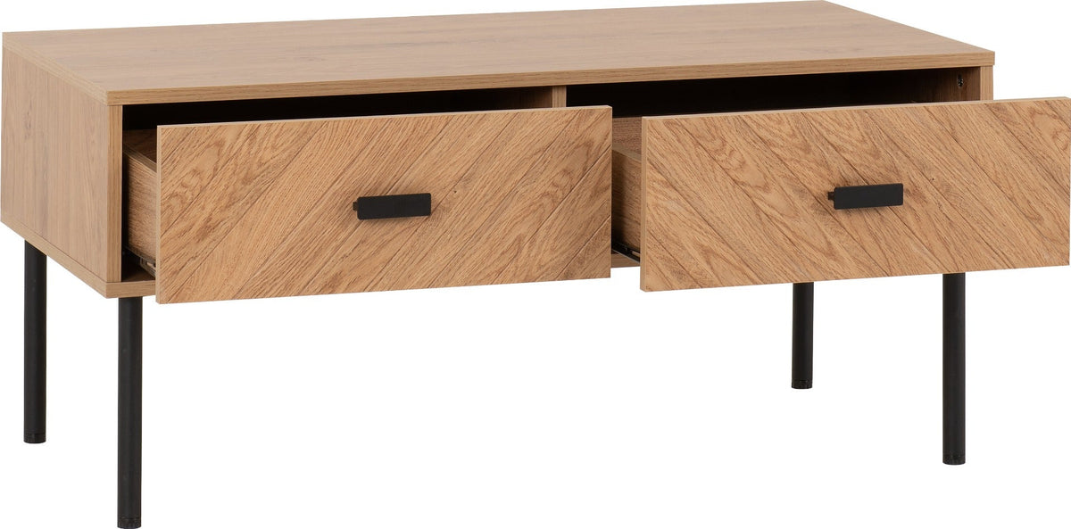 Leon 2 Drawer Coffee Table - Medium Oak Effect - view 3