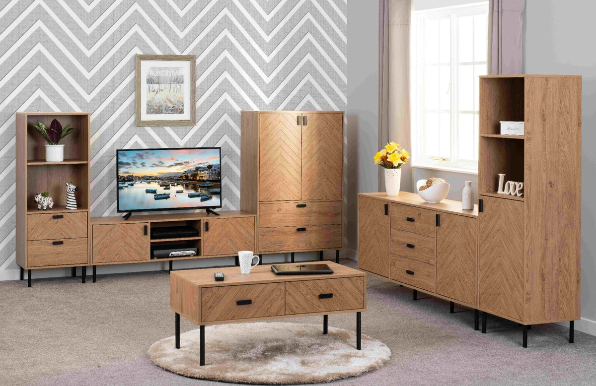 Leon 2 Drawer Coffee Table - Medium Oak Effect - view 10