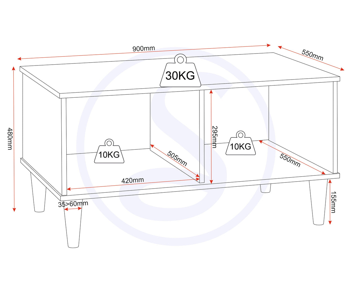 Tessa 1 Door Coffee Table - Natural Oak Effect - view 3
