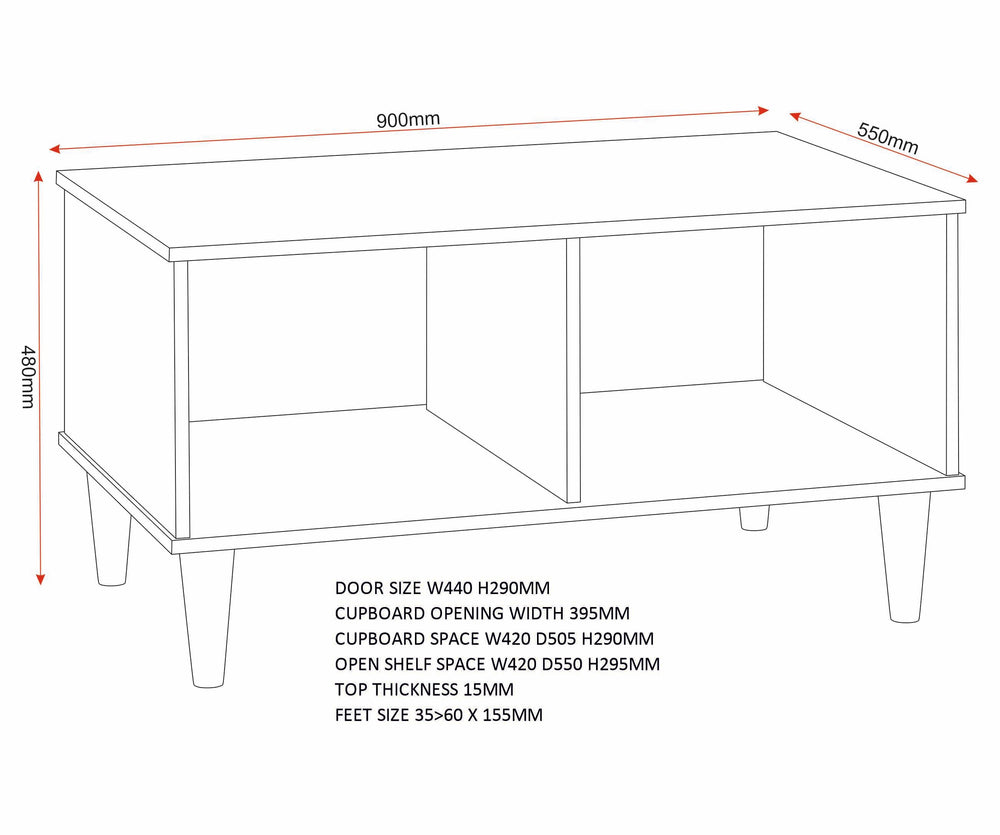 Tessa 1 Door Coffee Table