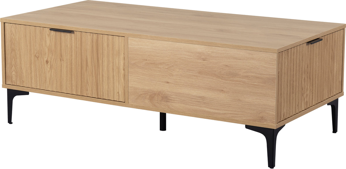 Miami 2 Drawer Coffee Table - Oak Effect/Black - view 10