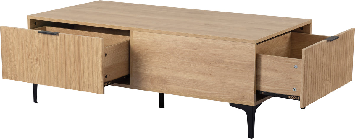 Miami 2 Drawer Coffee Table - Oak Effect/Black - view 9