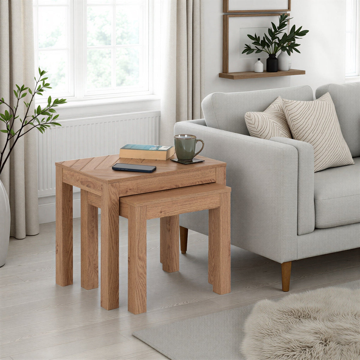 Leon Nest Of 2 Tables - Medium Oak Effect