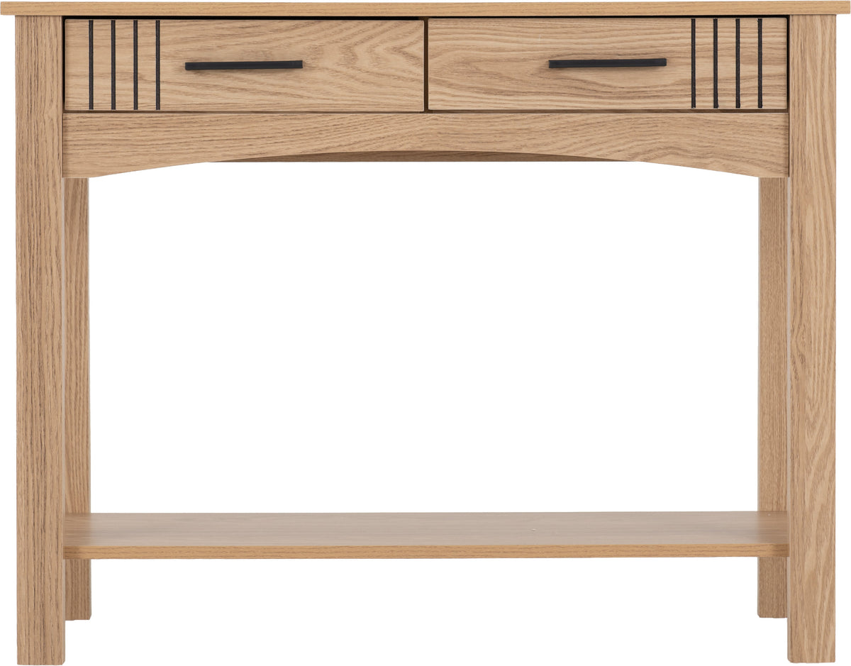 Tessa 2 Drawer Console Table - Natural Oak Effect - view 7