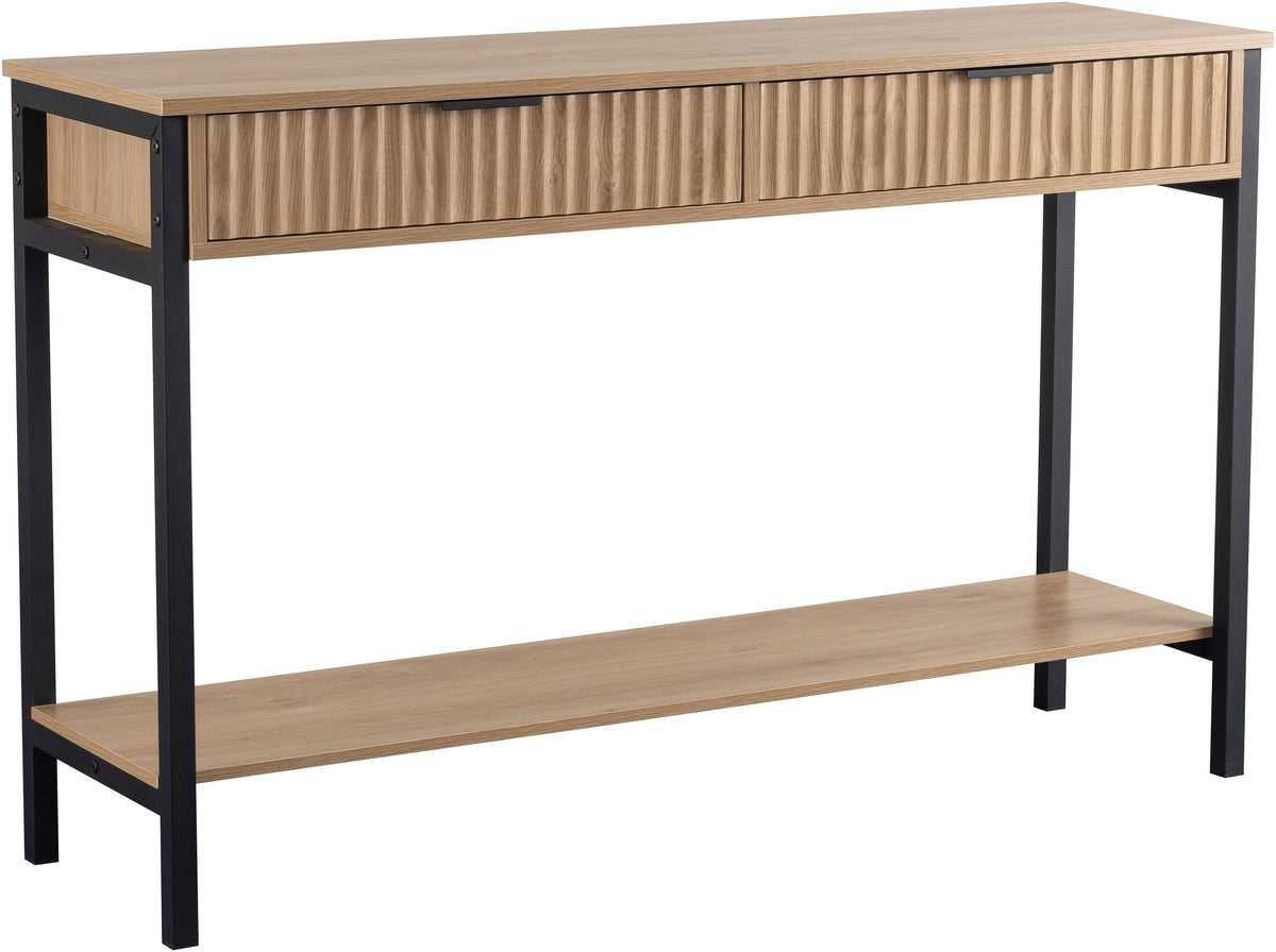 Miami 2 Drawer Console Table - Oak Effect/Black - view 9