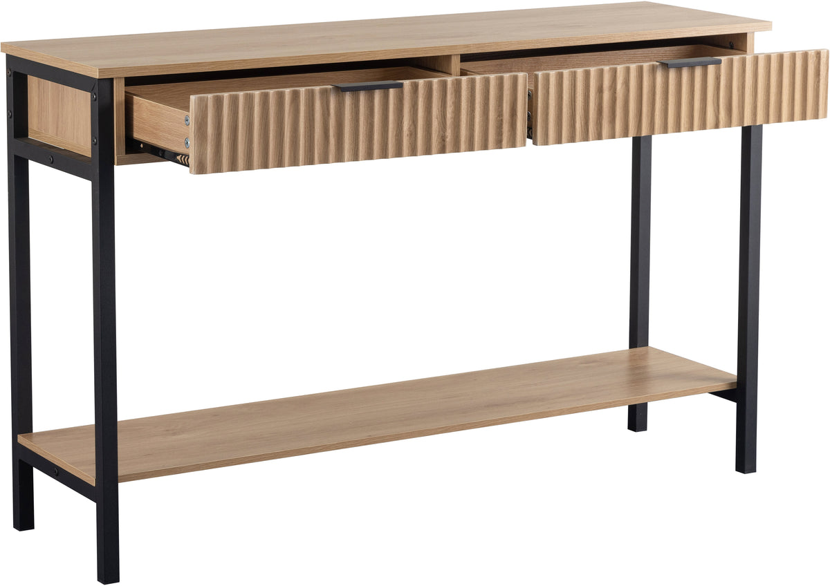 Miami 2 Drawer Console Table - Oak Effect/Black - view 8