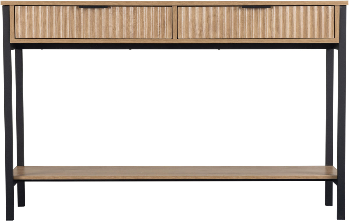 Miami 2 Drawer Console Table - Oak Effect/Black - view 7