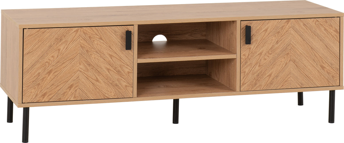 Leon 2 Door TV Unit - Medium Oak Effect - view 7