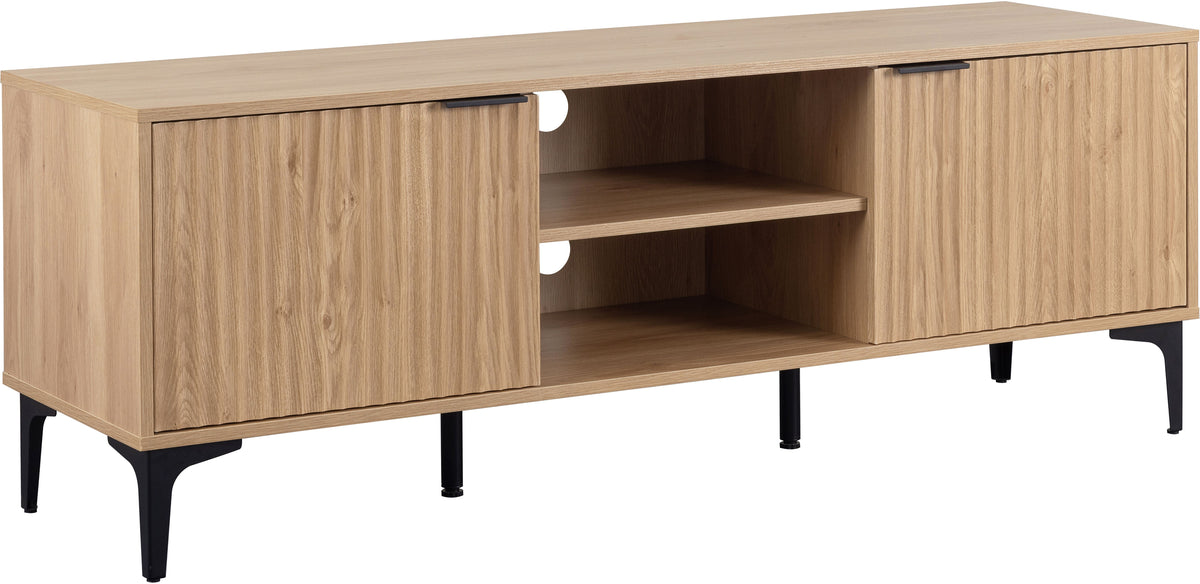 Miami 2 Door TV Unit - Oak Effect/Black - view 6