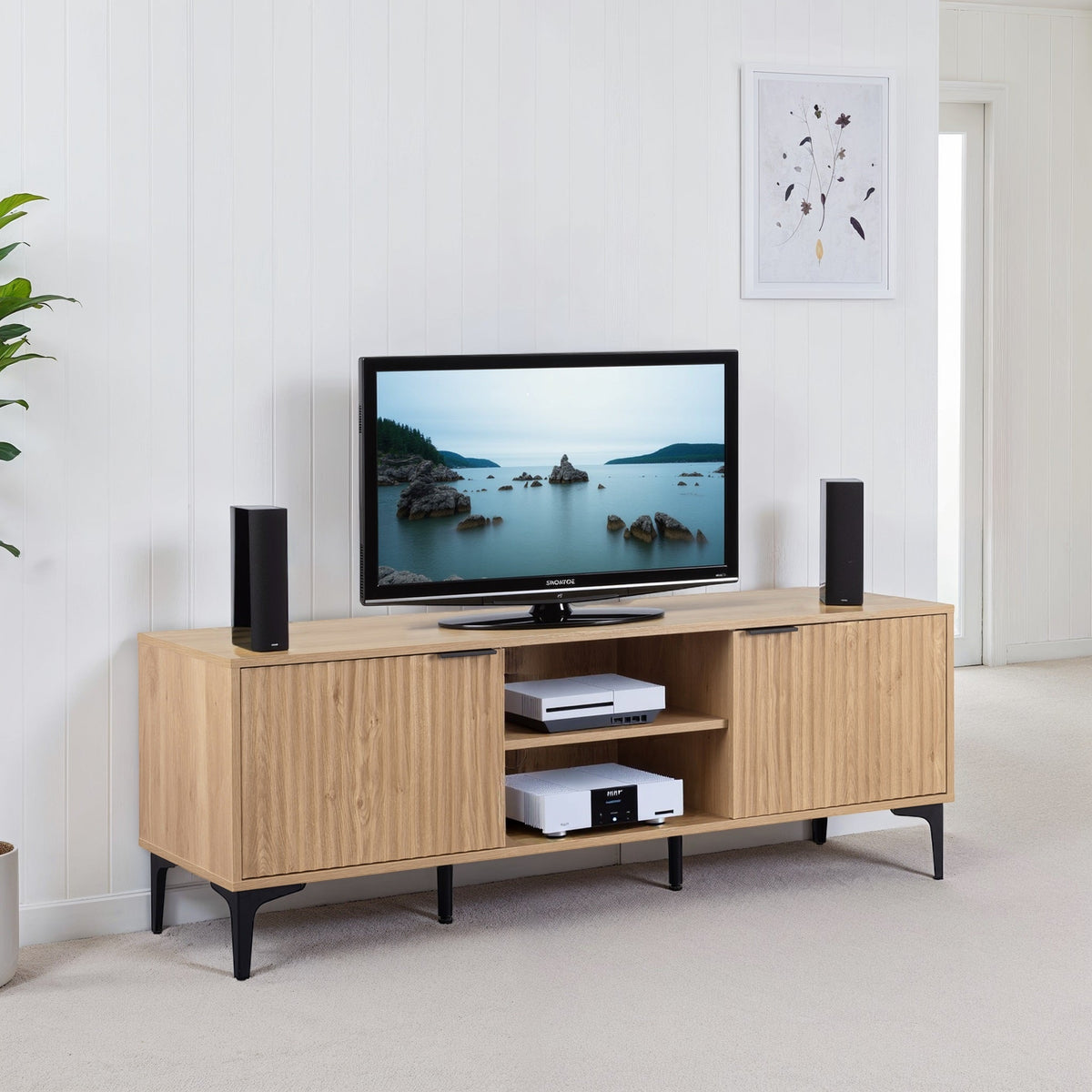 Miami 2 Door TV Unit - Oak Effect/Black