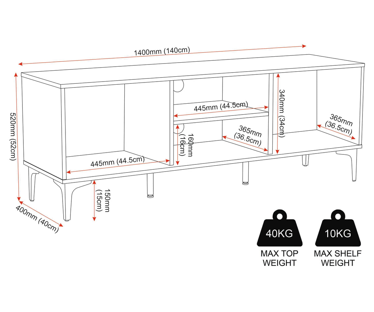 Miami 2 Door TV Unit - Oak Effect/Black - view 7