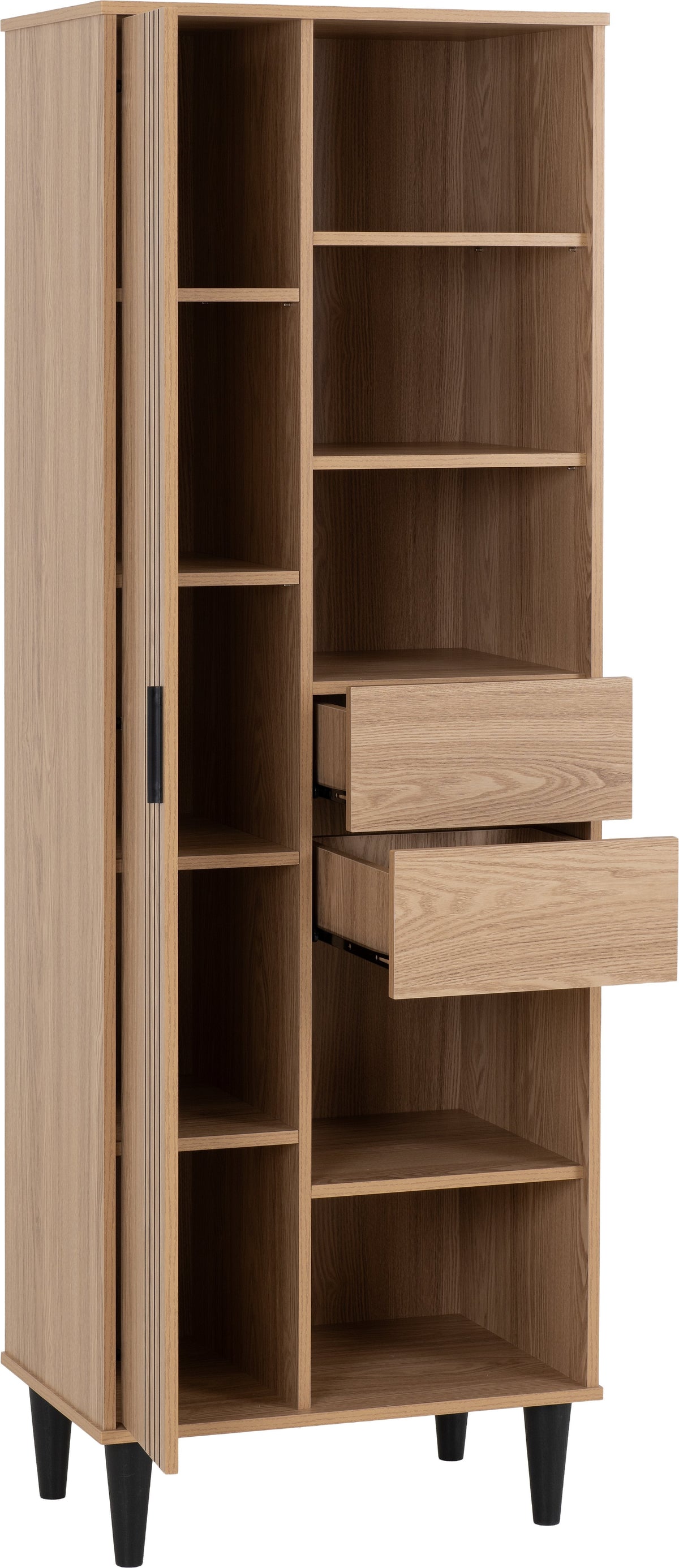 Tessa 1 Door 2 Drawer Bookcase Unit - Natural Oak Effect - view 9