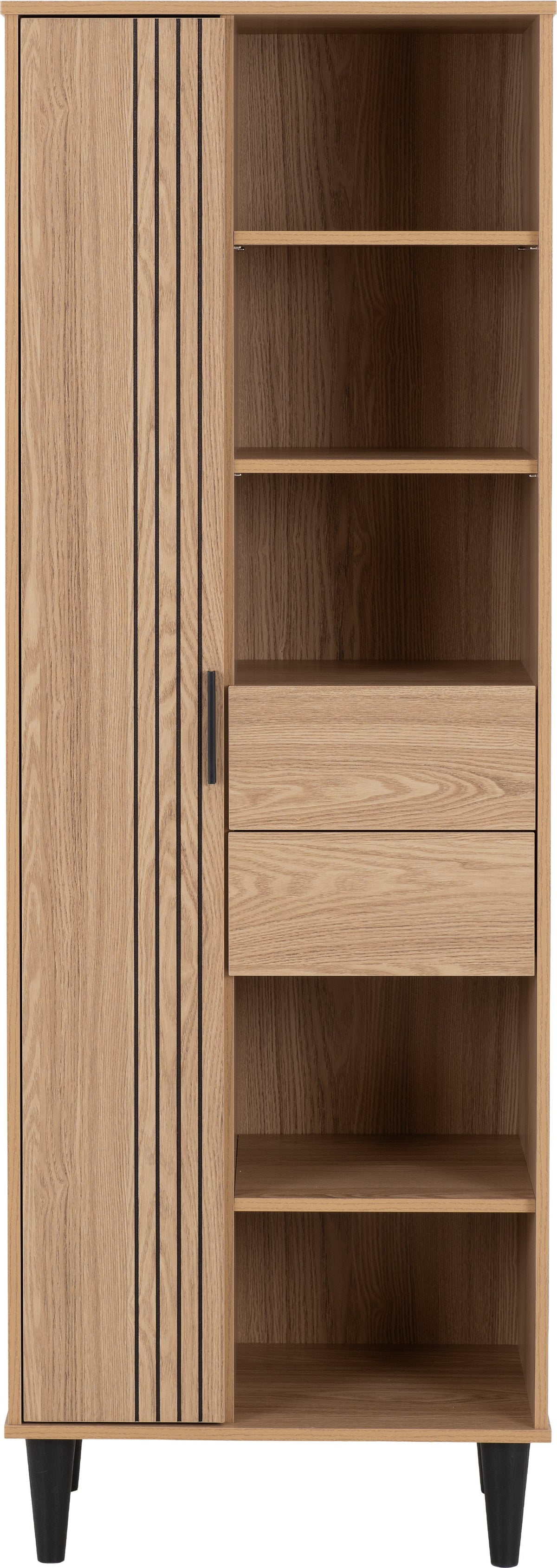 Tessa 1 Door 2 Drawer Bookcase Unit - Natural Oak Effect - view 8