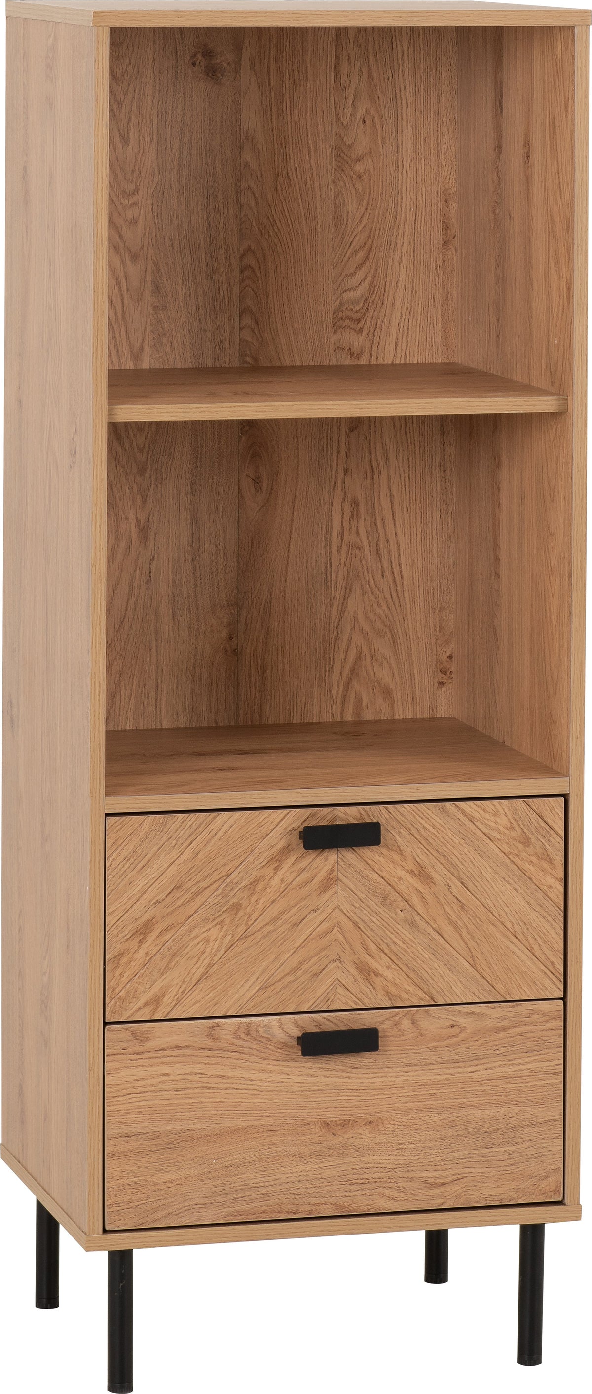 Leon 2 Drawer 2 Shelf Cabinet - Medium Oak Effect - view 11