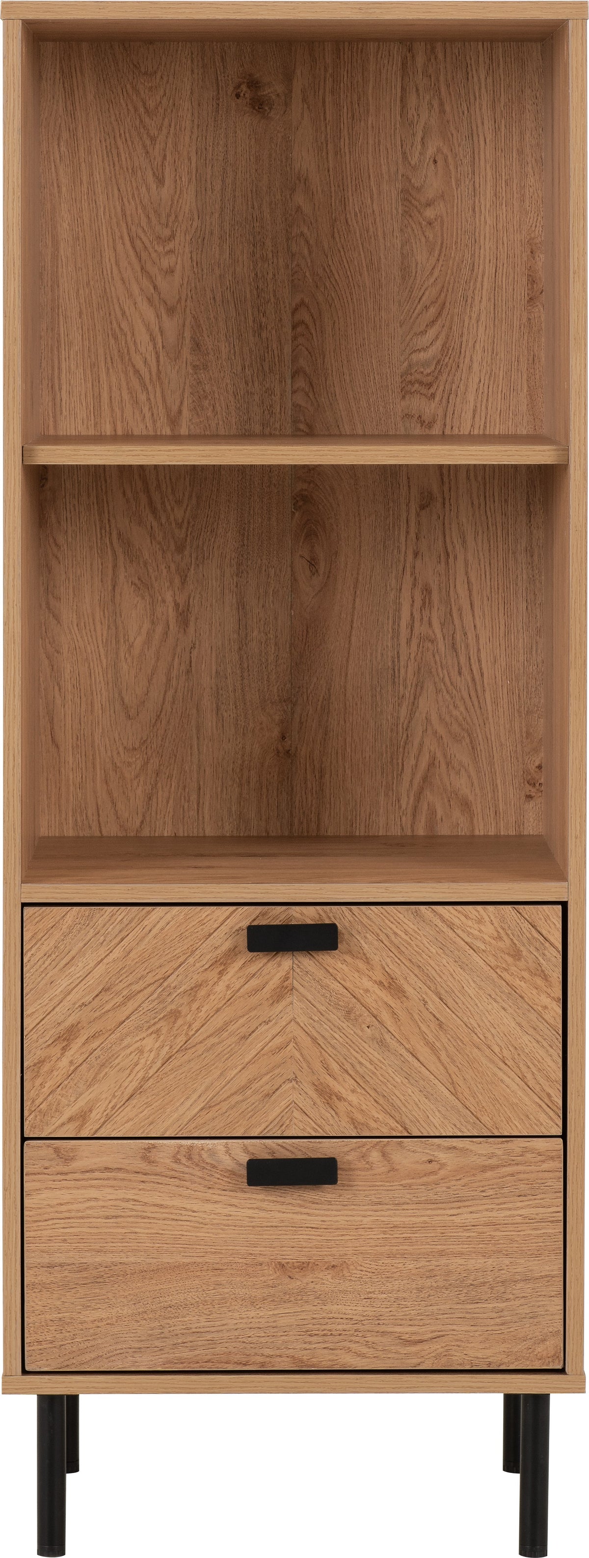 Leon 2 Drawer 2 Shelf Cabinet - Medium Oak Effect - view 9
