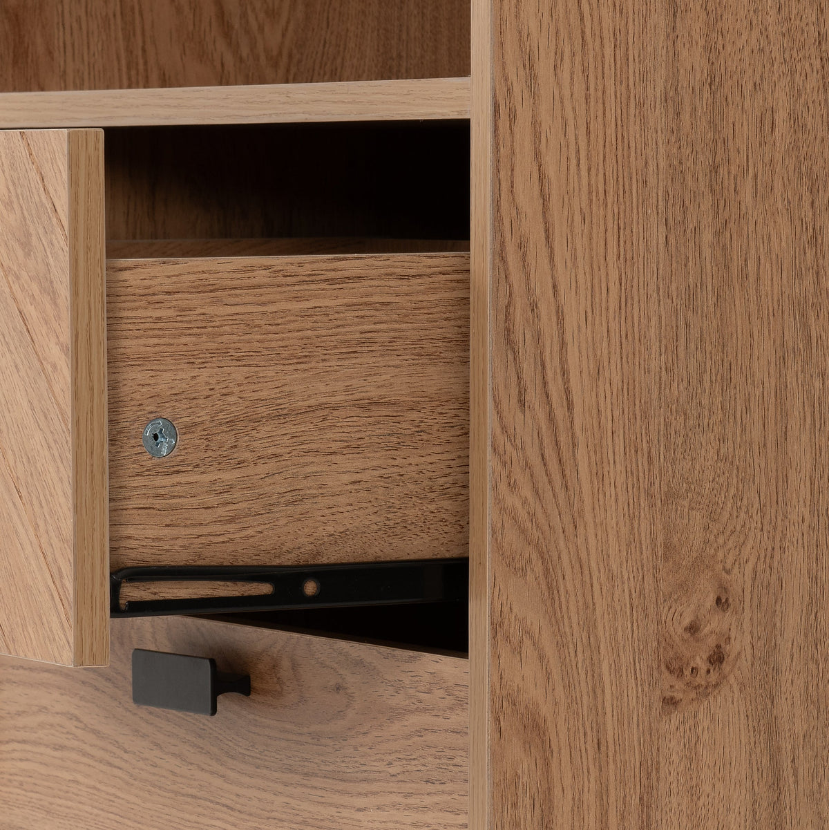 Leon 2 Drawer 2 Shelf Cabinet - Medium Oak Effect - view 6