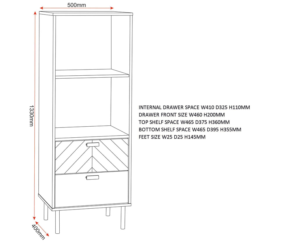 Leon 2 Drawer 2 Shelf Cabinet
