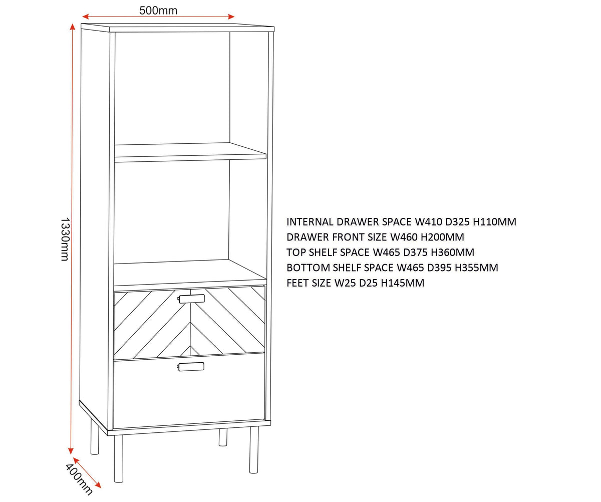 Leon 2 Drawer 2 Shelf Cabinet - Medium Oak Effect - view 2