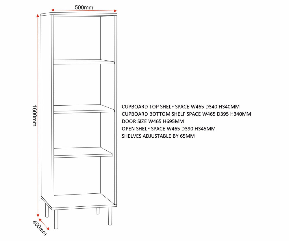 Leon 1 Door 2 Shelf Cabinet