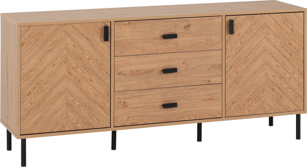 Leon 2 Door 3 Drawer Sideboard - Medium Oak Effect - view 9