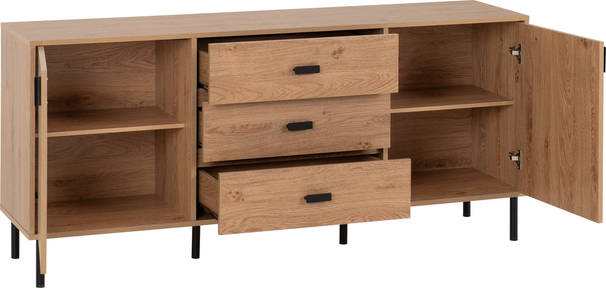 Leon 2 Door 3 Drawer Sideboard - Medium Oak Effect - view 8
