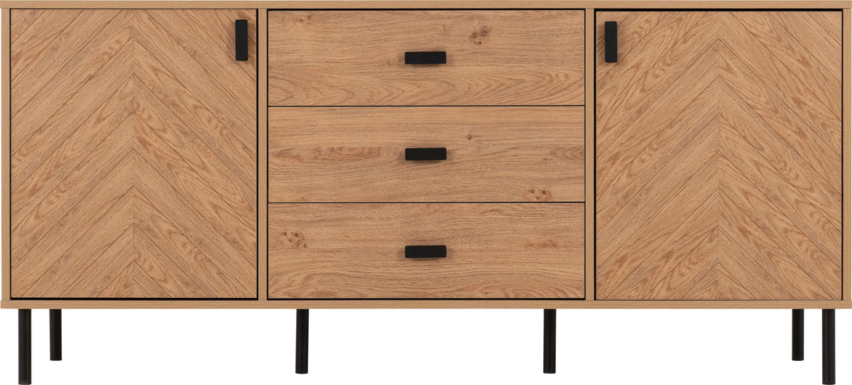 Leon 2 Door 3 Drawer Sideboard - Medium Oak Effect - view 7