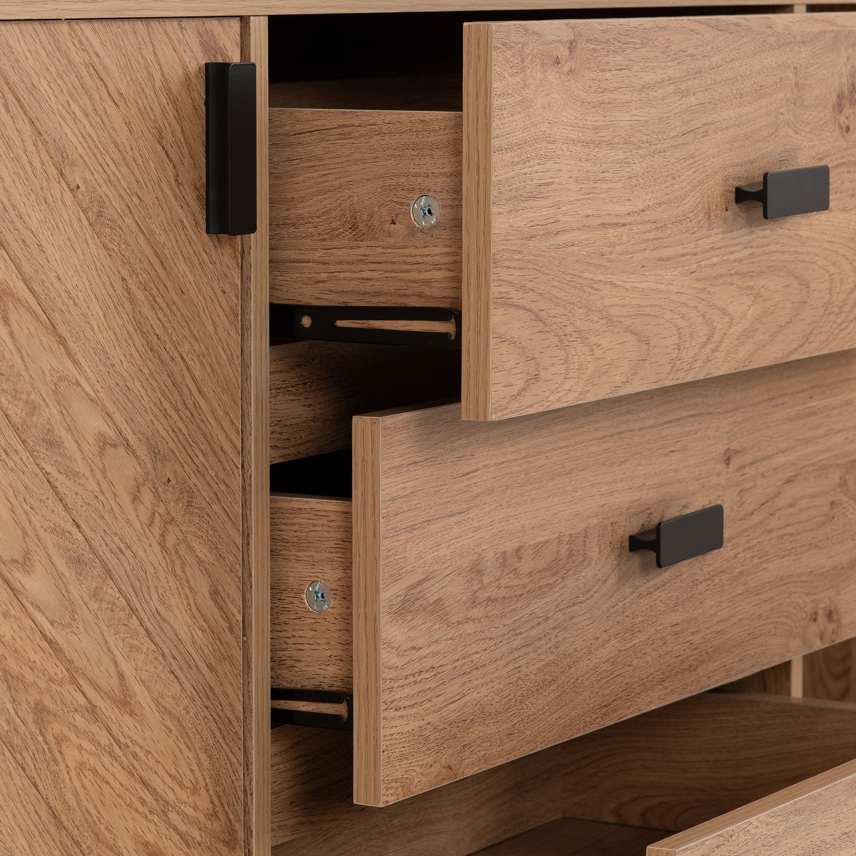Leon 2 Door 3 Drawer Sideboard - Medium Oak Effect - view 4