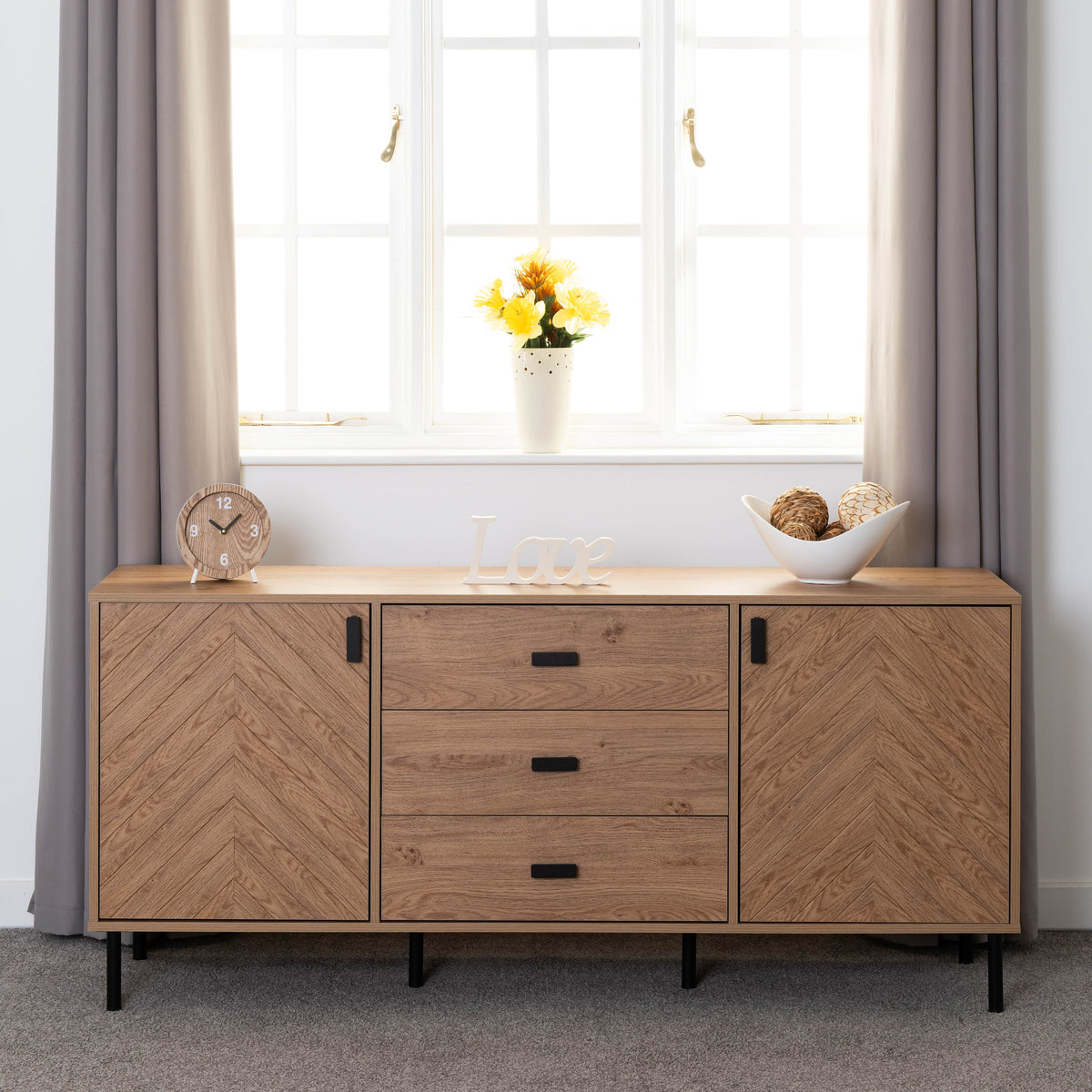 Leon 2 Door 3 Drawer Sideboard - Medium Oak Effect - view 3